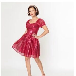 Pink Sequin Dress Unique Vintage